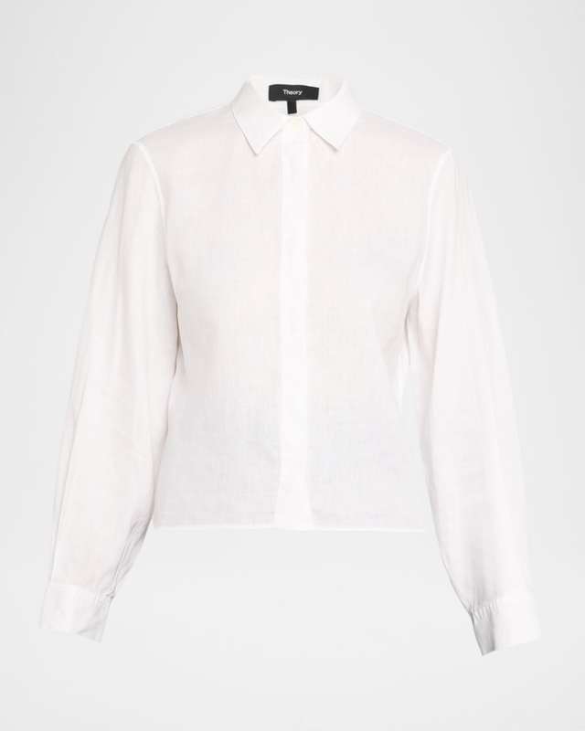 Button-Front Linen Shirt